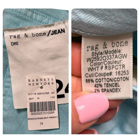 Rag & Bone Dre Capri Distressed Jeans Custom Hand Dye Aqua Blue SZ 4 NWT - Picture 10 of 12